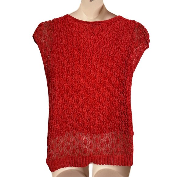 Jones Wear Net Lace Cap Sleeve Blouse Lined Size XL Red - Picture 3 of 8